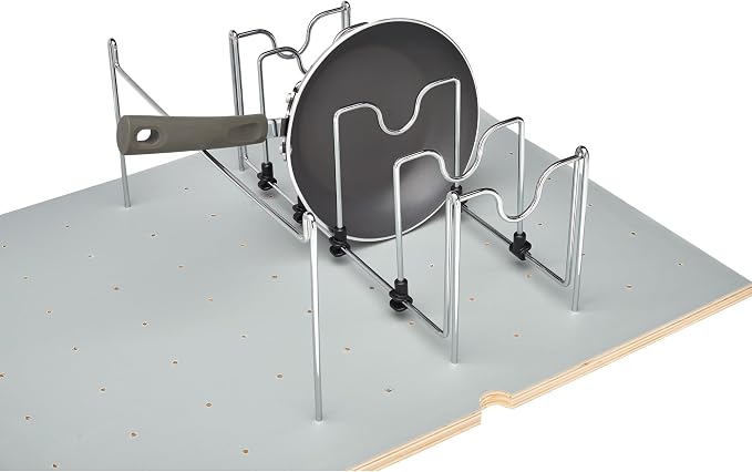 Rev-A-Shelf Drop-In Pot and Pan Drawer Organizer Storage Rack for 4DPS & 4DPG Model Peg Boards, Adjustable Divider for Cookware, Chrome, 5DCD-1-CR by Rev-A-Shelf