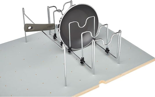 Rev-A-Shelf Drop-In Pot and Pan Drawer Organizer Storage Rack for 4DPS & 4DPG Model Peg Boards, Adjustable Divider for Cookware, Chrome, 5DCD-1-CR by Rev-A-Shelf