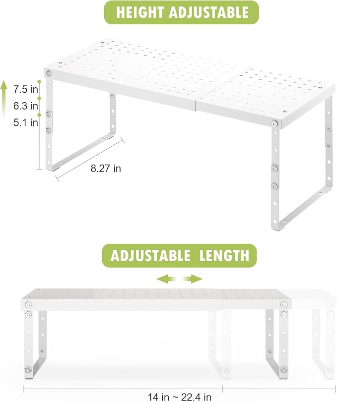 RUILALIFE Expandable Cabinet Organizer Shelf With Adjustable Height, Stackable Kitchen Countertop Organizer Rack, Adjustable Shelf Riser For Kitchen Counter, Pantry, Cupboard, Desk, Tabletop - Image 3