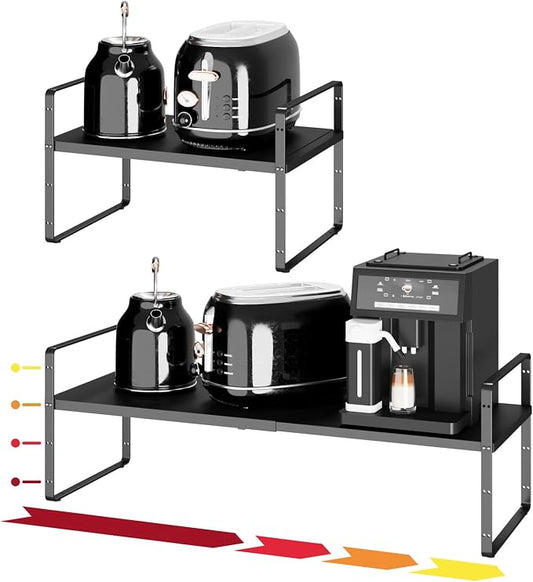 16.5~27.1" Expandable Shelf，1Pack 10.2" Wide Adjustable Height Cabinet Shelves，Black by Unknown