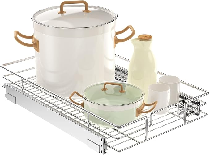 LOVMOR Pull Out Cabinet Organizer 15½" W x 21½" D, Kitchen Cabinet Pull Out Shelves Slide Out Storage by LOVMOR