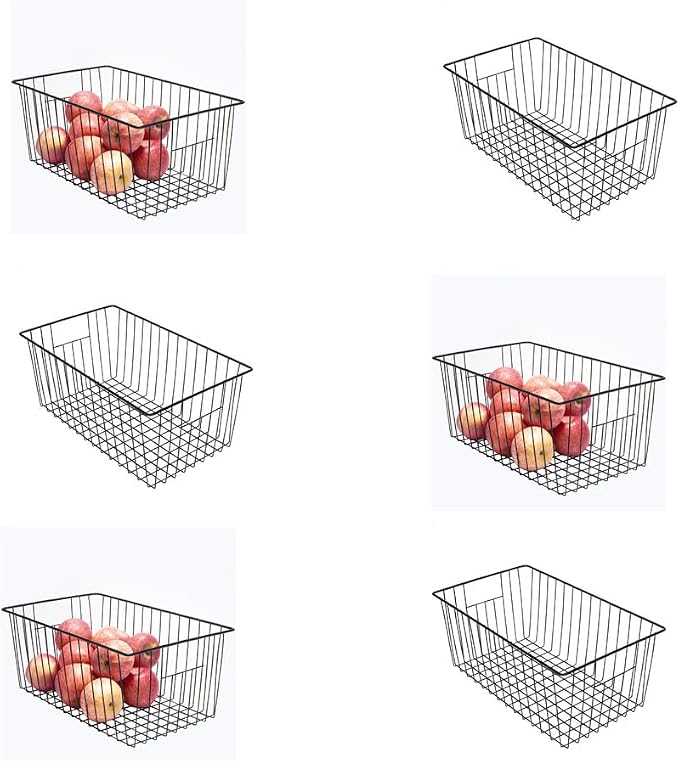 16inch Upright Freezer Organizer Baskets for 13-14,16-21 cu.ft Standup Freezer, Settle freezer chaos and reduce food waste effectively, Durable, Fully Use Space, Improve Air Circulate, Black, 6pcs by Y.Z.Bros