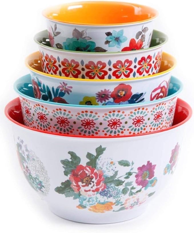 The Pioneer Woman 10-Piece Nesting Mixing Serving Bowl Set features Unique Vibrant Colors by The+Pioneer+Woman