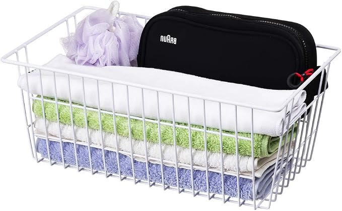 SANNO 15.7" Freezer Wire Baskets Refrigerator 4 Freezer Baskets Wire Metal Storage Basket, Modern Farmhouse Storage Organizer for Pantry, Shelf, Kitchen, Cabinet, Bathroom 15.7"x7.9"x5.9" - Image 5