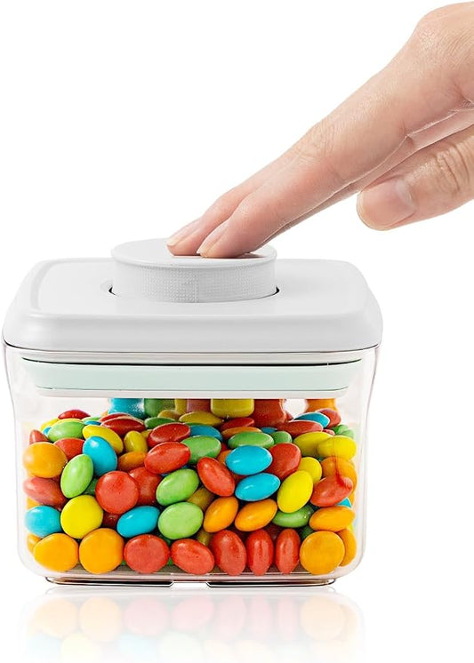 Small Airtight Container, 0.3Qt Mini Snack Jar with Pop-Top Lid | BPA-Free Stackable Food Storage for Candy, Nuts, Dog Treats, Brown Sugar, Tea Bags, Spices and Everyday Pantry Essentials by Tourdeus