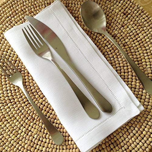 White Linen Hem Stitch Dinner Napkins - Set of 6 20"x20"-Ladder hemstitch 100% Linen Cloth Napkins - Image 7