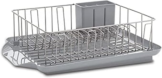 Farberware Classic 3-Piece Dish Drying Rack Set, Gray - Rust-Resistant Dish Rack for Kitchen Counter with Self-Draining Board and Flatware Caddy by Farberware