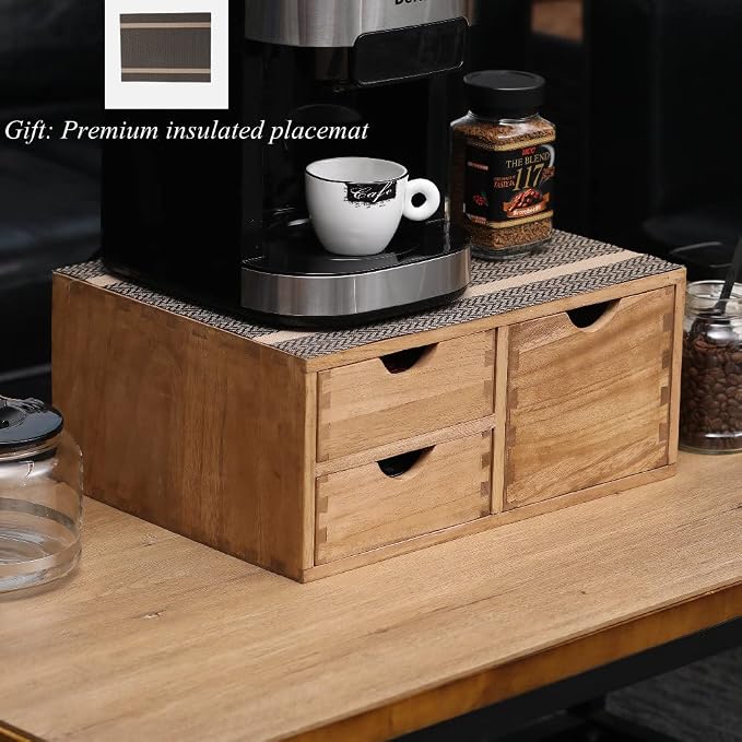 DDYURI Capsules Coffee Storage Drawer for Pod K-cup Holder - Counter Organizer for Kitchen Utensil Storage - Wood Desktop Coffee Brewer Accessories Stand CF2D3C-LT - Image 7