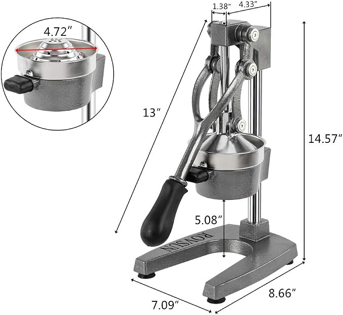 ROVSUN Commercial Grade Citrus Juicer Hand Press Manual Fruit Juicer Juice Squeezer Citrus Orange Lemon Pomegranate (Grey) - Image 4
