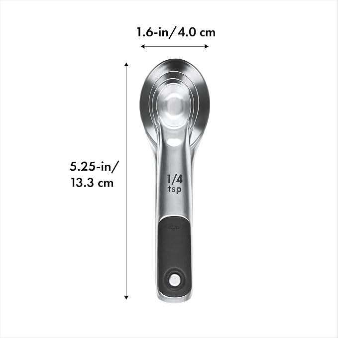 OXO Good Grips 3-Piece Angled Measuring Cup Set, Black & Good Grips 4 Piece Stainless Steel Measuring Spoons with Magnetic Snaps - Image 6
