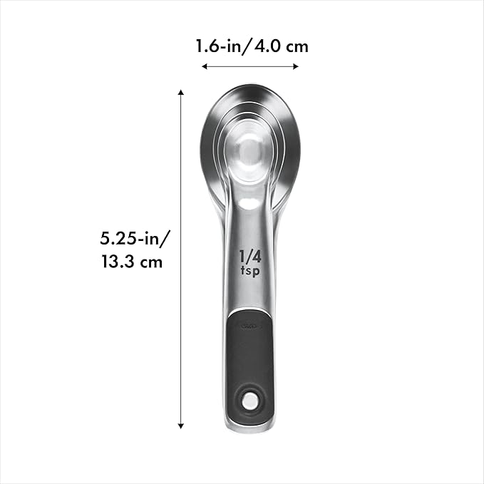 OXO Good Grips 3-Piece Angled Measuring Cup Set, 4-Piece Stainless Steel Measuring Spoons & Cups, Black - Image 5