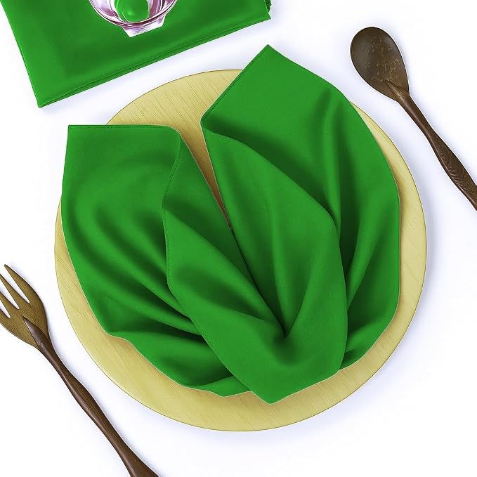 Pack of 25 PCS Cloth Napkins 17x17 inch Washable Polyester Dinner Napkins Soft Table Napkins for Wedding Party Dining Banquet Bistro Decoration - Green by MDS