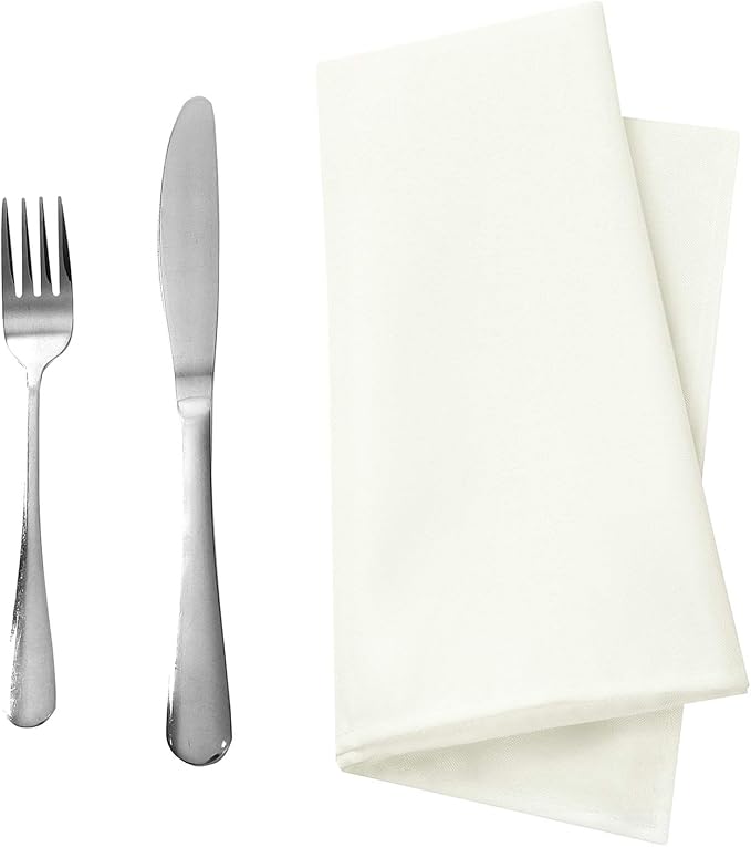 50pcs Polyester Cloth Napkins - 20 x 20 inch Ivory Dinner Washable Napkins with Hemmed Edges for Restaurant/Wedding/Hotel(50,Ivory) - Image 4