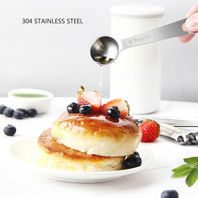 Measuring Cups and Spoons Set Heavy Duty 304 Metal Stainless Steel Measuring Cup Spoon Kitchen Gadgets for Cooking Baking (Set of 17) - Image 3