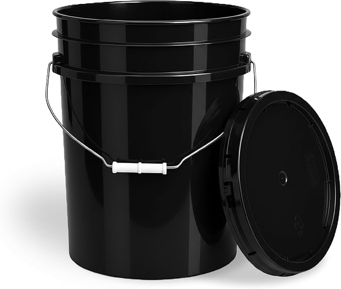 5 Gallon Bucket - Food Grade w/Lid BPA-Free, 1 Pack - Black | Airtight Gasketed Tear Strip Lid, Heavy-Duty 90 Mil HDPE Plastic Pail, Bulk Storage, Food Safe Durable Container, Made in USA - Image 8