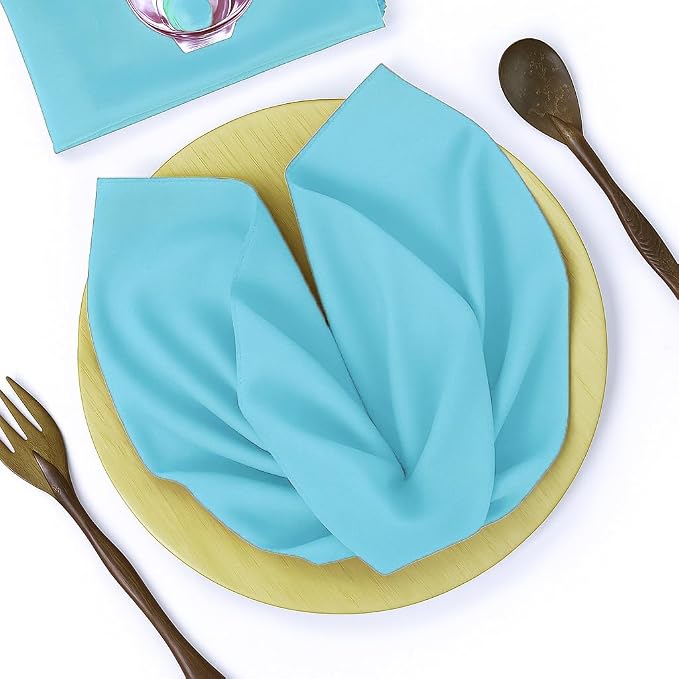 Pack of 25 PCS Cloth Napkins 17x17 inch Washable Polyester Dinner Napkins Soft Table Napkins for Wedding Party Dining Banquet Bistro Decoration - Baby Blue - Image 2