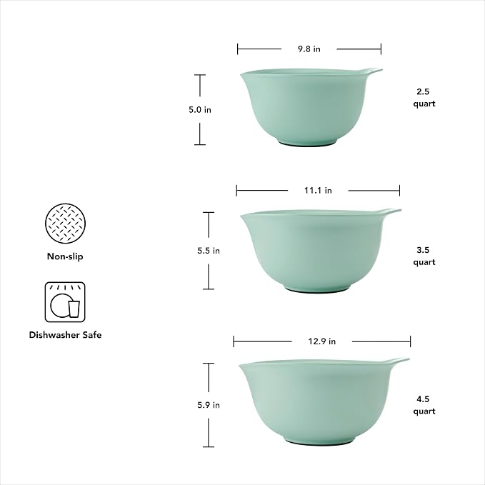 KitchenAid Universal Nesting Plastic Mixing Bowls, Set of 3, Spearmint - Image 2