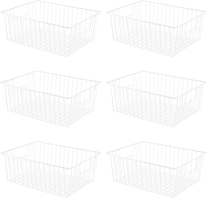 6 Pack Upright Freezer Organizer Bins - Standup Freezer Organizers for 16 Cu.Ft Upright Freezer Improve Air Circulation, Wire Storage Baskets, White - Image 9