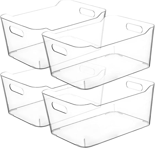 Clear Extra Large Plastic Storage Bins, Pantry Organizers and Storage Containers Fridge Organizer Bins for Organizing Home, Kitchen Organization. Bathroom, Refrigerator, Freezer, Laundry Room by CONTROLKITCHEN