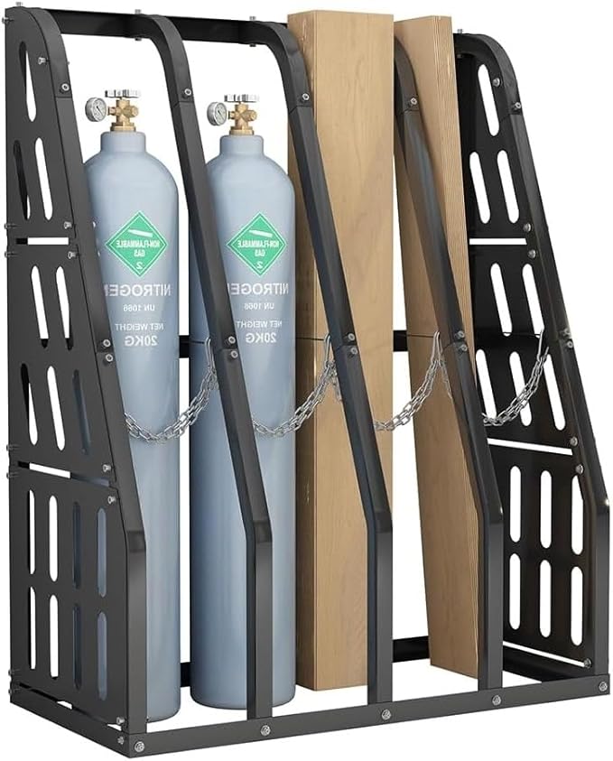 Vertical Bar Rack 1500 LBS Capacity, Steel Long Parts Storage Rack, 4 Bays Lumber Storage Rack, Heavy Duty Standing Bar Rack with Safety Chain for Garage Workshop Factory, 24"D x 48"W x 60"H | Steel Long Parts Storage Rack, Heavy Duty Vertical Pipe Rac... by Unknown