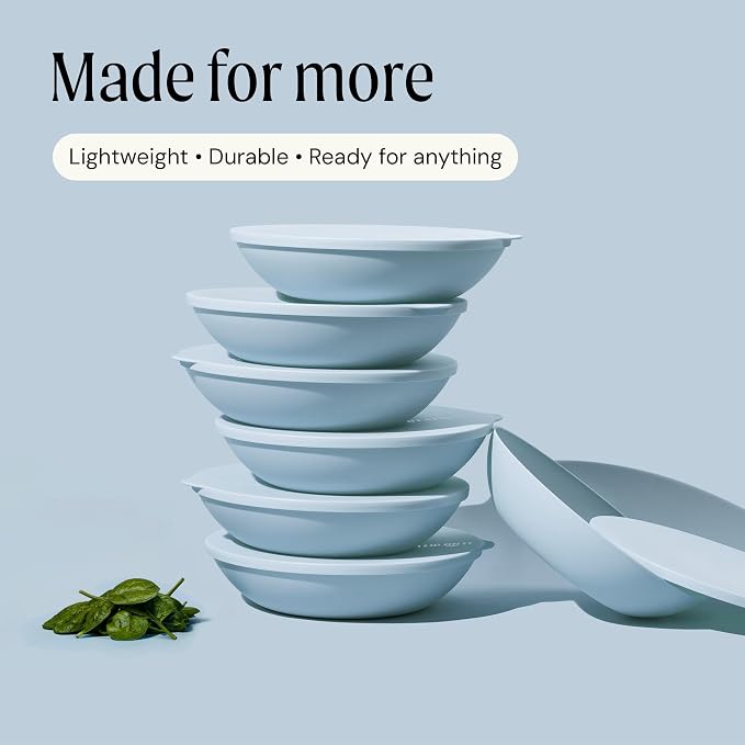 Large Serving Bowl with Lid - Certified Recycled Food-Safe Plastic, BPA-Free, Dishwasher, Microwave, Fridge and Freezer Safe | 4.96qt | Blueberry - Image 8