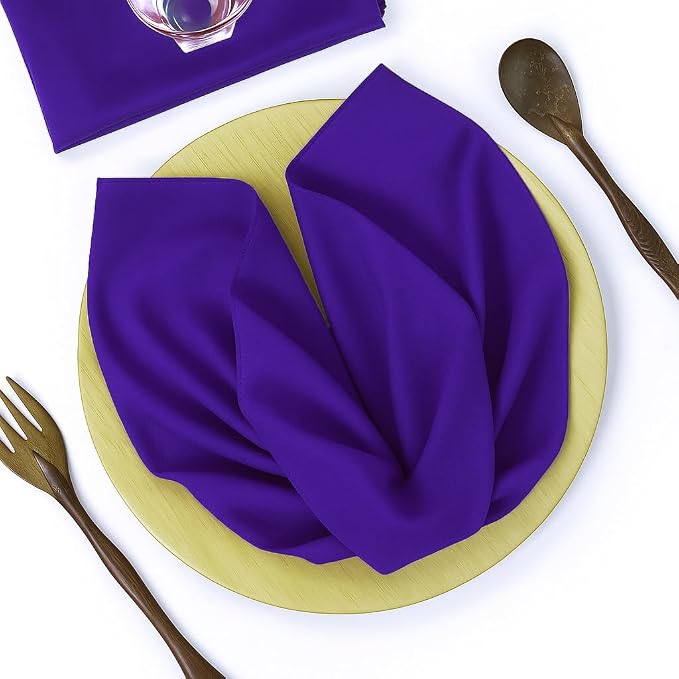 Pack of 50 PCS Cloth Napkins 17x17 inch Washable Polyester Dinner Napkins Soft Table Napkins for Wedding Party Dining Banquet Bistro Decoration - Purple by MDS