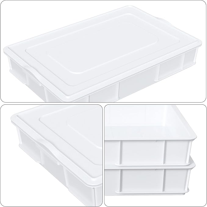 Stackable Pizza Dough Proofing Boxes (4 Trays + 1 Lid) | BPA-Free Commercial Containers for Cold Fermentation, Fits 6-8 Dough Balls, 23.75" x 16.25" - Image 3
