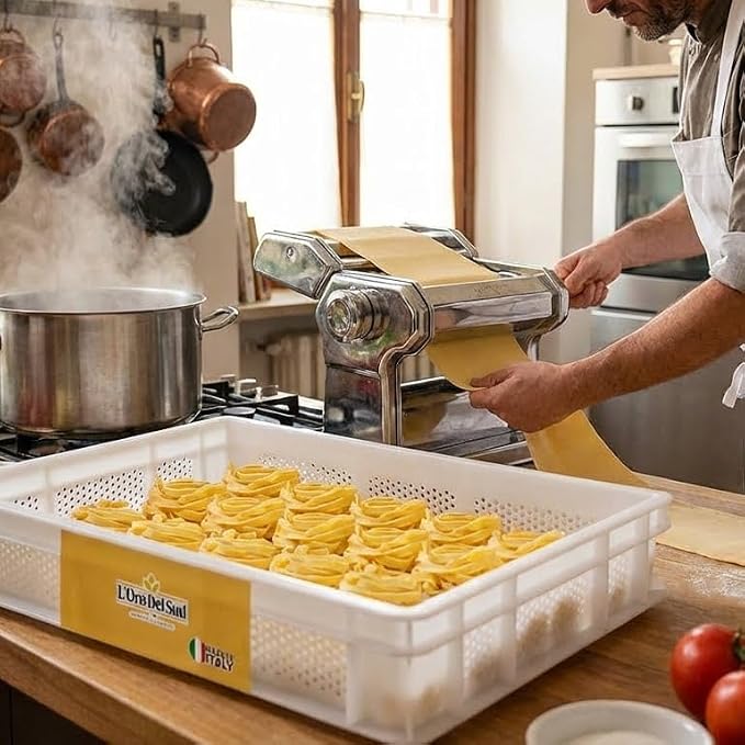 L'Oro Del Sud Commercial Dough Proofing Box Tray with Lid, White, 5 Pack | 23.6" x 15.74" x 2.75" Stackable Pizza Dough Container, Impact & Temperature Resistant Bin, Pizza Tray, Product of Italy - Image 9