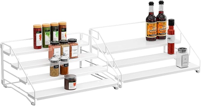 BOIVSHI Spice Organizer for Cabinet, Depth Adjustable Spice Rack, White | 4 Tier Spice Rack for Countertop, 2 Pack Spice Organization for Cabinet, Easy to Assemble Spice Cabinet Organizer - Image 9