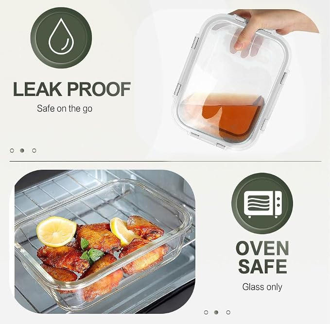 10 Packs 30 oz Glass Meal Prep Containers,Glass Food Storage Containers with Lids,Airtight Lunch Bento Boxes,Microwave, Oven, Freezer and Dishwasher,White - Image 4