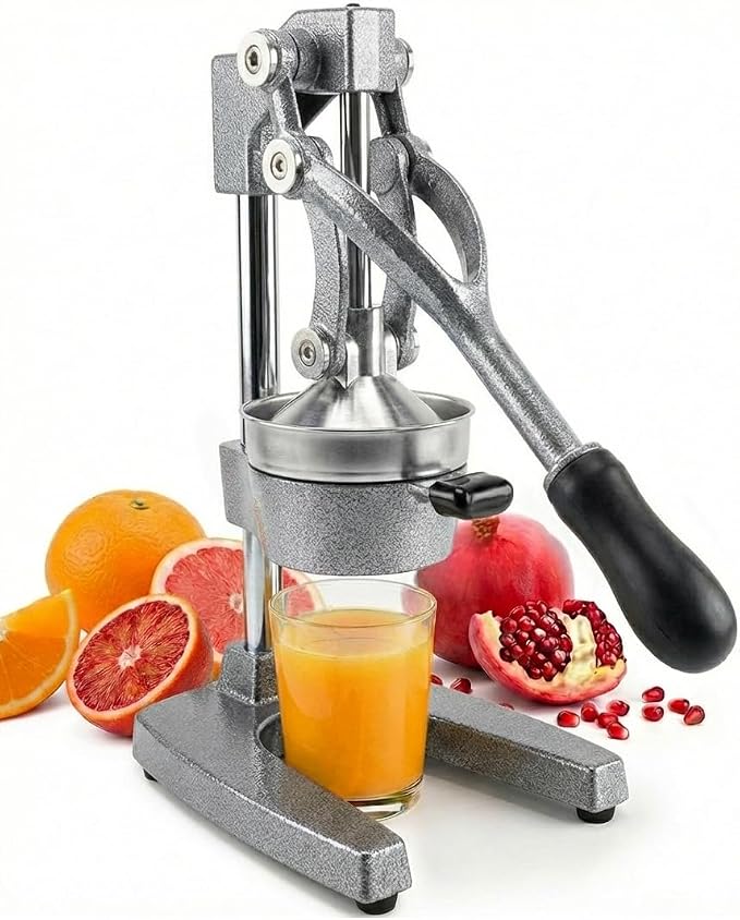 Eurolux Ultra-Premium Cast Iron Juicer | Extra-Large, Heavy Duty, Commercial Grade, Stainless Steel Manual Hand Press Citrus Squeezer For Fresh Orange Juice, Pomegranate, Lemon, and Much More (Gray) by Eurolux