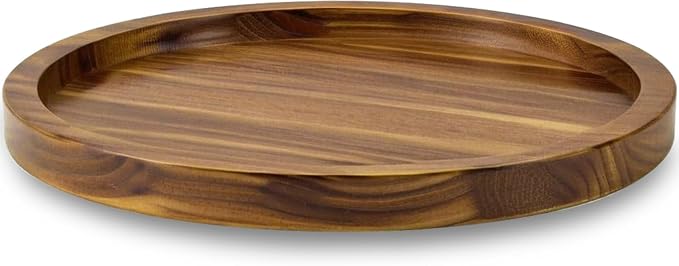 18" Acacia Wood Lazy Susan Organizer Kitchen Turntable for Cabinet Pantry Table Organization by AUAM