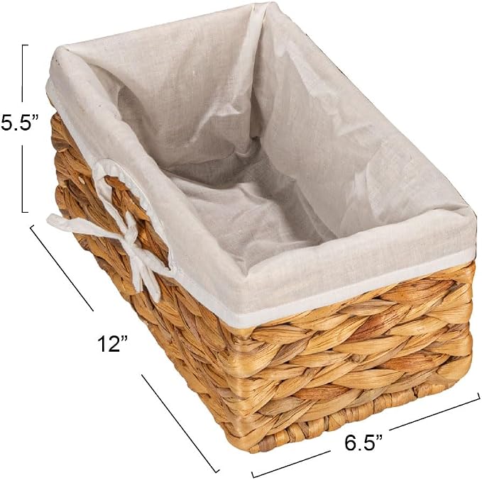 Household Essentials Wicker Basket Set, 3 Pieces, 1 Large and 2 Small Water Hyacinth Baskets for Storage and Organization - Image 3