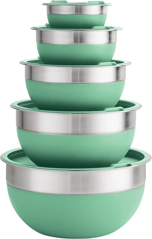 Tramontina 10 Pc Covered Stainless Steel and Silicone Mixing Bowl Set | Mint Green by Tramontina