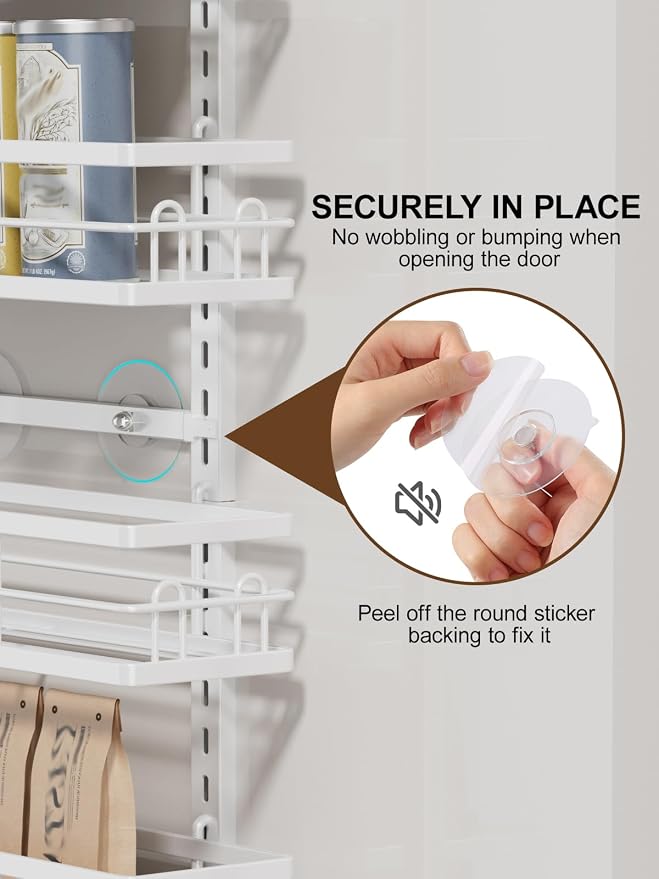Delamu 9 Tier Over The Door Pantry Organizer, Pantry Organization and Storage, Hanging Spice Rack for Pantry Door Organizer, Metal Pantry Door Shelves for Kitchen Bathroom Laundry Room,15.3" White - Image 7
