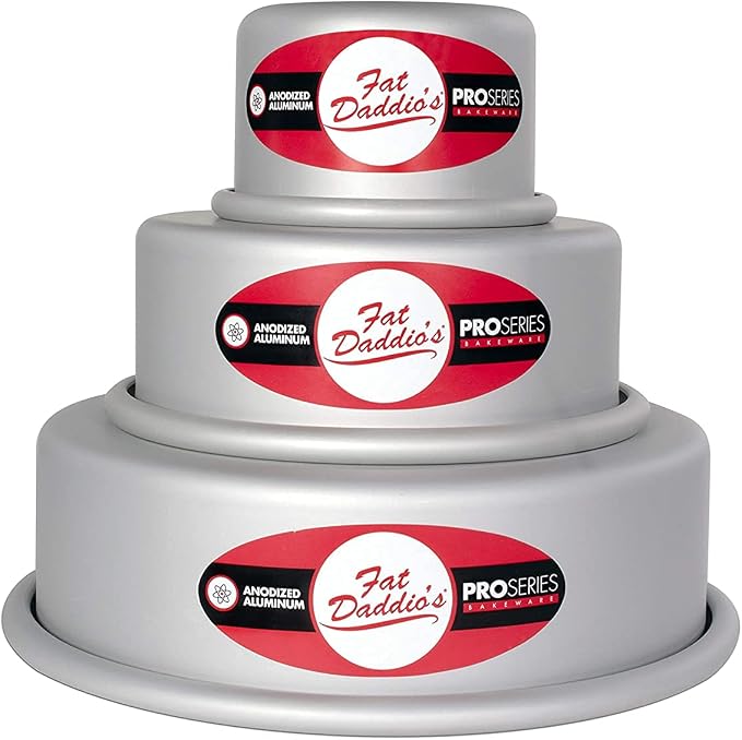 Lumintrail Fat Daddios Anodized Aluminum Round Cake Pan Celebration Set, Set of 3, Silver, 1-Box Mix, with a Measuring Spoon Set - Image 2