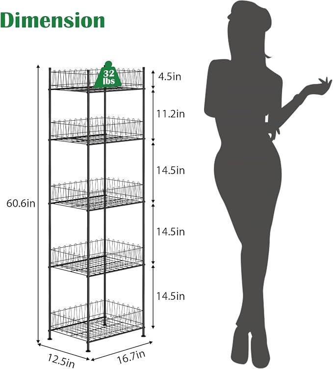 smusei 5 Tier Water Bottle Organizer Rack Metal Free Standing Water Storage Rack Beverage Holder Bottled Water Stand for Floor, Space Saver Soda Drink Shelf for Kitchen Living Room, Black - Image 2