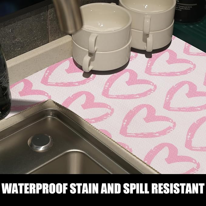 Pink Heart Drawer Liner for Cabinets Non-Adhesive Strong Non-Slip | Shelf Liner Cabinet Drawer Liners for Kitchen,Table,Bookshelves,Waterproof Cupboard Liners,12IN x 10FT - Image 7
