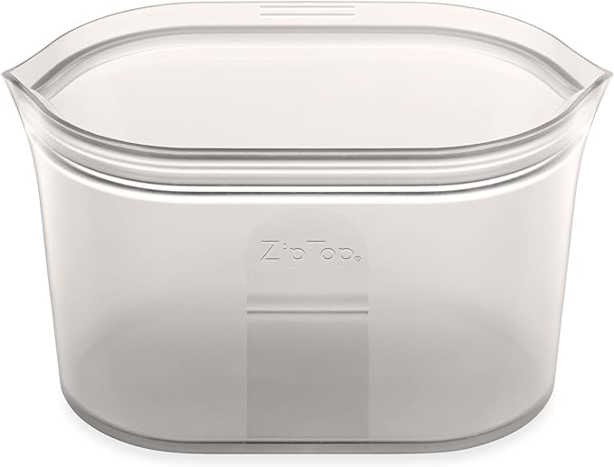 Zip Top Reusable Food Storage Bags | Large Dish [Gray] | Silicone Meal Prep Container | Microwave, Dishwasher and Freezer Safe | Made in the USA by ZipTop