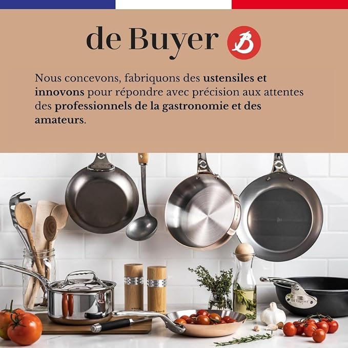 de Buyer MINERAL B Carbon Steel Fry Pan - 12.5” Diameter, 9” Cooking Surface - Ideal for Searing, Sauteing & Reheating - Naturally Non-Stick Finish - Made in France - Image 11