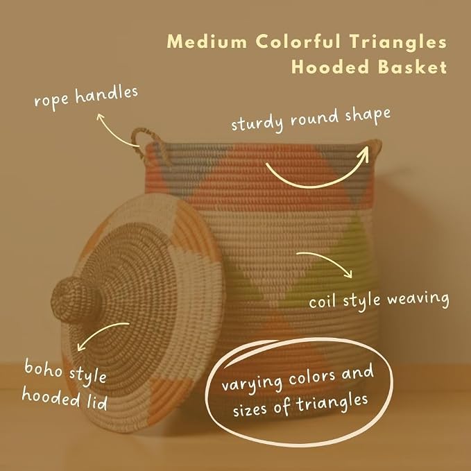 Clothes Hamper, Colorful Triangles, 15" Wide - Image 3