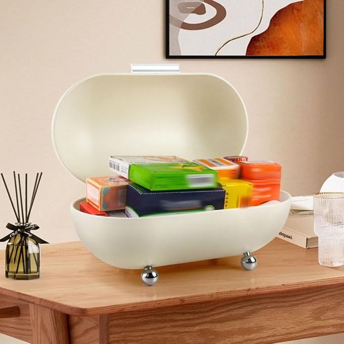 IMIKEYA Metal Bread Box Bin, 34x20cm Multi-purpose Sundries Storage Container Bread Holder Dessert Saver Dispenser for Kitchen Countertop Pastry Kitchen Pantry Organizer - Image 3