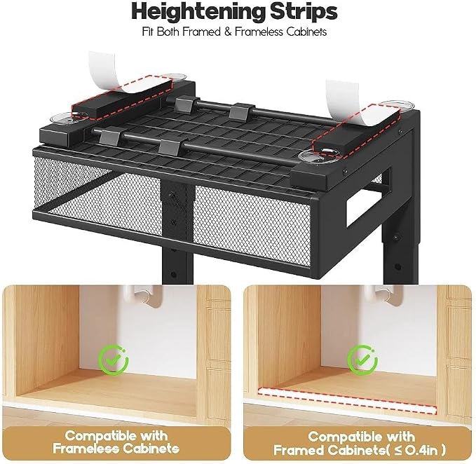 Under Sink Organizer, 2-Tier Dual Pull Out Cabinet Organizer Drawers With Smooth Circular Rail, Large Capacity Metal Mesh Sliding Shelves For Bathroom& Kitchen Storage,Height Adjustable–Black,1 Pack - Image 4