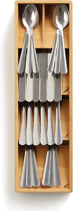 Joseph Joseph DrawerStore Compact Utensil Organizer For Kitchen Drawer Silverware, Flatware Tray, Small, Bamboo - Image 3
