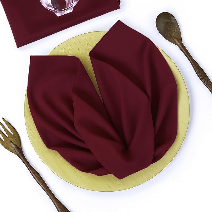 Pack of 100 PCS Cloth Napkins 17x17 inch Washable Polyester Dinner Napkins Soft Table Napkins for Wedding Party Dining Banquet Bistro Decoration - Maroon - Image 2