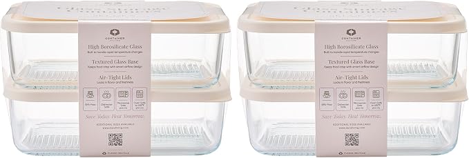 Glass Food Storage Containers with Lids — 8 Piece — 57.5 oz Glass with BPA-Free Leakproof Stackable Lids — Microwave, Oven & Dishwasher Safe — Ideal for Meal Prep & More - Vanilla Mist - Image 2