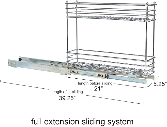 Household Essentials Chrome 2-Tier Sliding Cabinet Organizer, 5" - Image 3