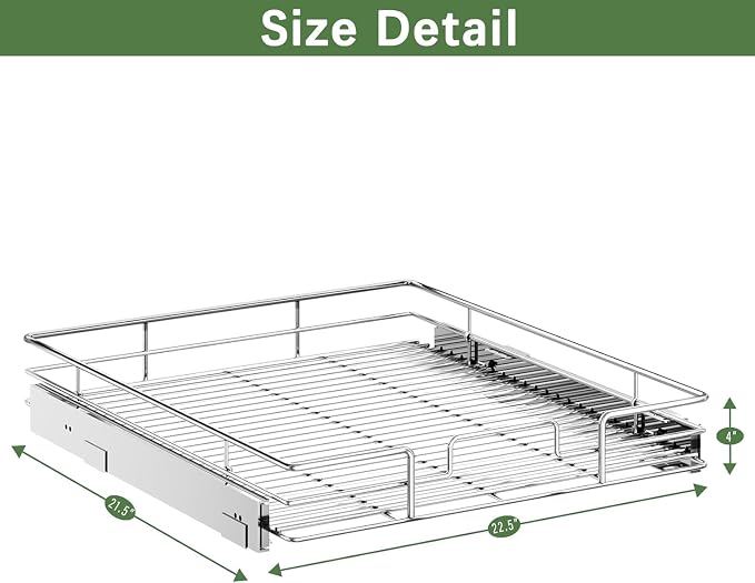 LOVMOR Pull Out Cabinet Organizer 22½" W x 21½" D, Kitchen Cabinet Pull Out Shelves Slide Out Storage - Image 3