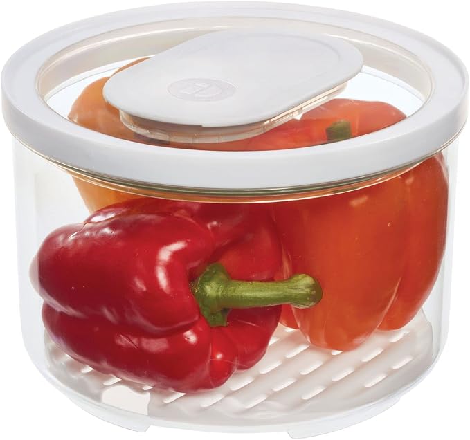 iDesign Round Fridge Produce Bin with Removable Drainage Tray and Lid - Set of 4 - Clear - Image 6