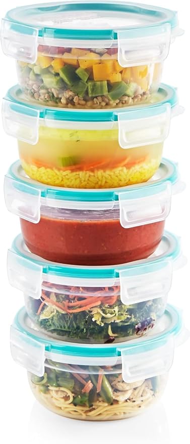 Snapware Plastic Total Solutions (5-Pack, 3.8 Cup) Food Storage Containers | Meal prep containers with plastic BPA-free lids with 4 locking tabs, microwave, dishwasher, & freezer safe - Image 2